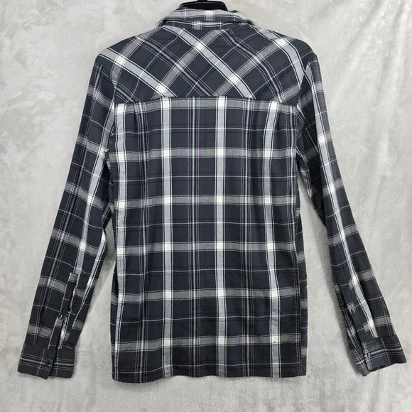Icebreaker Merino Plaid Button Up Shirt Mens Small Long‎ Sleeve Pocket * holes - Picture 6 of 13